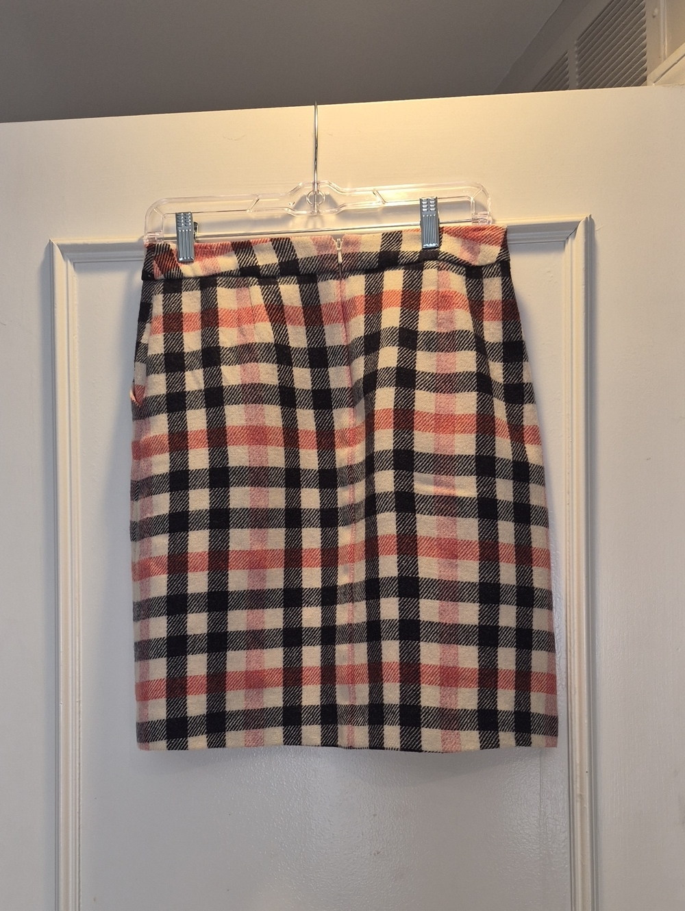Boden Plaid Pencil Skirt in Pink, Black & White